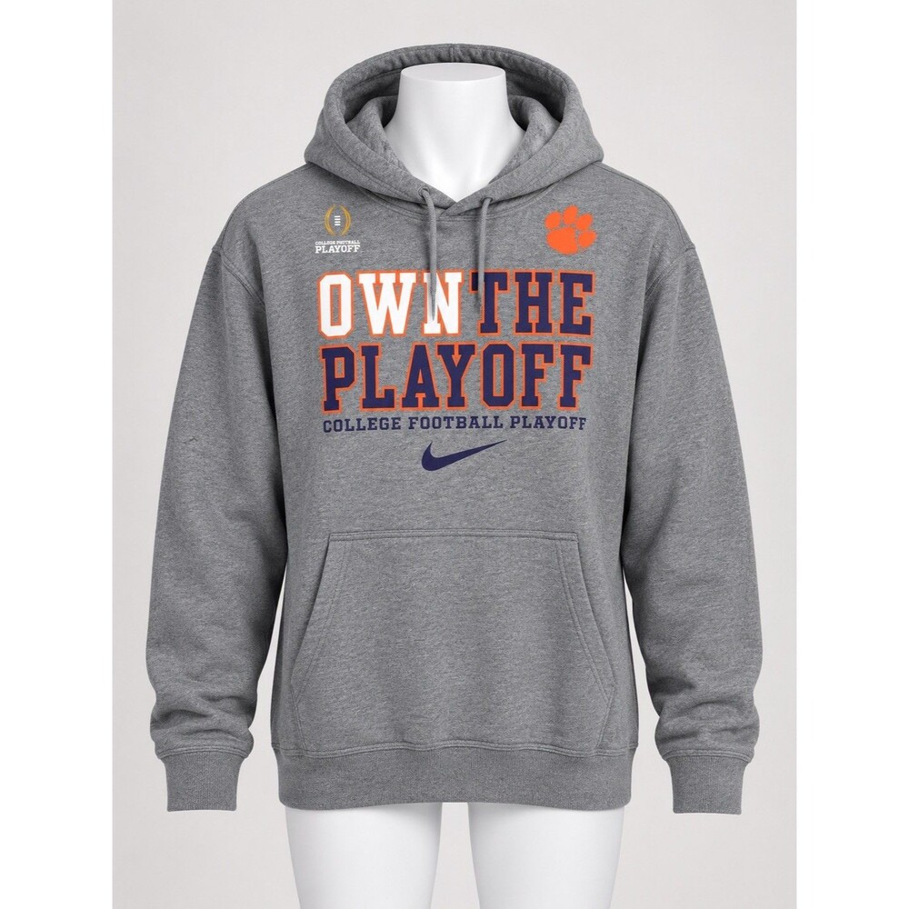 Clemson Tigers Hoodie Mens 2XL Gray Nike Dri Fit Full Zip Team Issued NCAA XXL